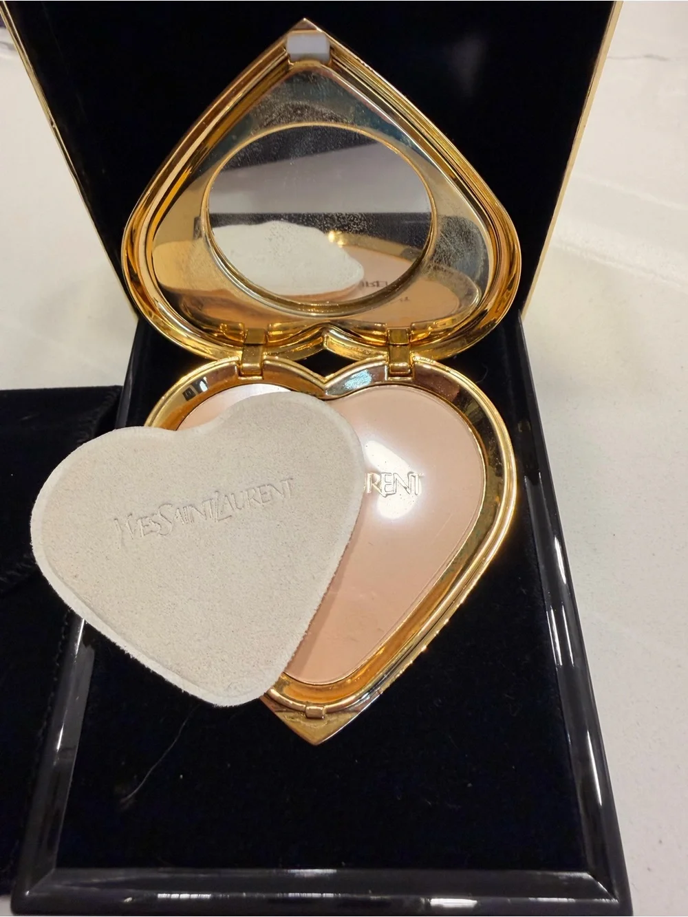 Vintage YSL Robert Goossens Jewel Powder Compact Green Heart